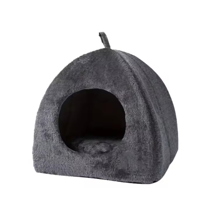 Nido Triangular cerrado para mascotas, caseta cálida de felpa suave semicerrada para gatos, perrera para perros con alfombrilla, cueva para dormir profundamente en interiores - 1