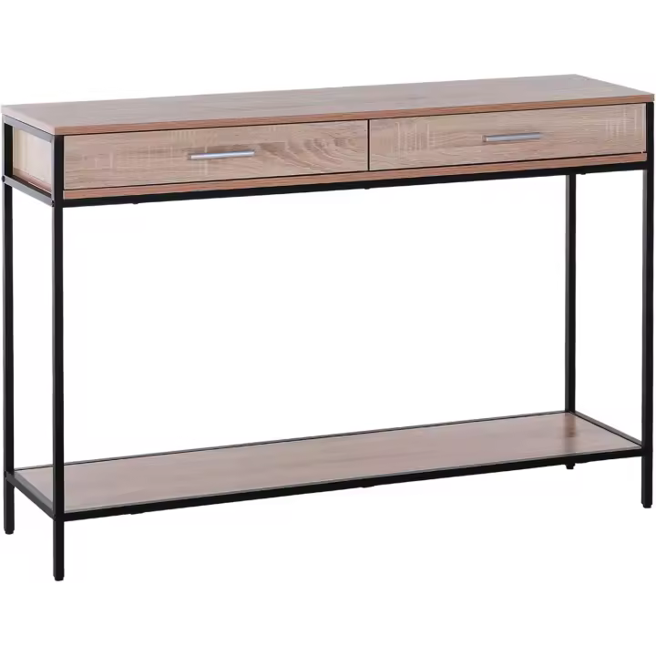 Consola Estrecha para Recibidor Mesa Auxiliar Estrecha para Puerta de Entrada 120x30x81.5 cm Estilo Industrial Imitación Roble - 1