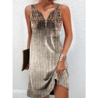 Vestido de verano con cuello en V para mujer, vestidos estampados informales - details 1