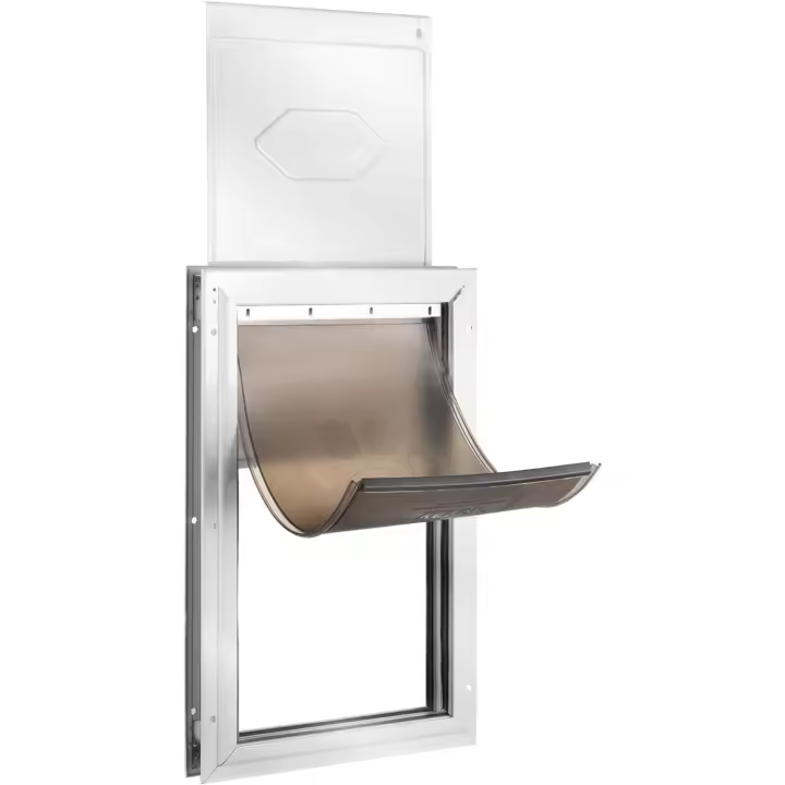 VEVOR Puerta para Mascotas con Sistema de Cerradura y Solapa, Marco de Aluminio de 287 x 407 mm, Puerta para Mascotas para Instalar en Puertas, Puerta para Mascotas para Perros y Gatitos, Blanco, M - 1