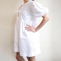 Vestido holgado de algodón con mangas abullonadas para mujer, ropa elegante de manga corta con cuello redondo, suave, verano - details 19