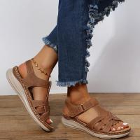 Sandalias de cuña simples para mujer, sandalias casuales con plataforma con correa en el tobillo, sandalias cómodas para mujer - details 4