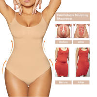 Women V Neck Over Bust Slimming Full Body Shapewear Compression Bodysuit Thong Leotard Tops Low Back Sculpting Underwear Shaper - details 3