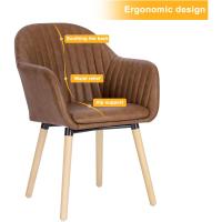 Silla de Comedor Estilo Vintage Juego de 1, Silla Cocina, Silla Nordica con Respaldo y Reposabrazos, Tela Pana, Estructura de Madera, Sillas para Tocador, Escritorio, Crema, EZS26cm-1 - details 23