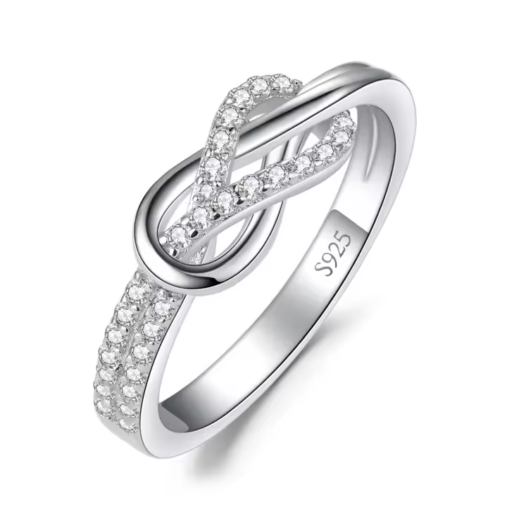 Anillo de Plata de Ley 925 con forma de Nude Infinity, joyería FINA, con Piedras preciosas, para Mujer - 1