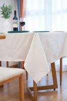Mantel circular rectangular blanco de lino nórdico y algodón, funda suave, borla Ence, manta de picnic al aire libre para banquetes - details 15