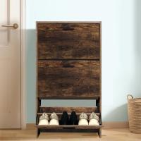 Mueble zapatero de 12 pares - Estantería de gran capacidad para vestíbulo o pasillo - (ancho) 60 x (profundidad) 24 x (alto) 80 cm - Madera clara blanca - details 143