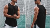 Summer Gym Tank Top Men Mesh Clothing Quick Dry Bodybuilding Sleeveless T Shirt Fitness Singlets Basketball Sports Muscle Vest - details 3