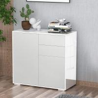 Cocina de Estilo Blanco Brillante 2 Puertas, 2 Cajones, Marco Ajustable, Apertura a Presión, Almacenamiento para Dormitorio Salón - details 1