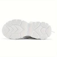 Zapatillas Retro De Suela Gruesa para Hombre - Zapatos Blancos De Moda Informales para Todas Las Estaciones, Suela De Goma Duradera Antideslizante, Cierre con Cordones, Parte Superior De PU, Forro De Tela, Diseño Original, Juvenil, Resistente A Los Olores - details 6