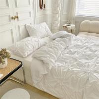 Juego de Ropa de Cama con Flores Torsas de Alta Calidad Duvet Cover Set Pleatado Artesanal Cubierta de Manta Doble para Colchón y Cama Reina - details 4