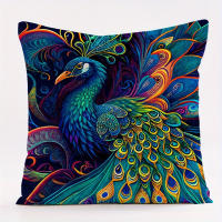 Funda De Lino Con Patrón De Pavo Real De Estilo Vintage Para Pintura Al Óleo, 4 unidades - details 3