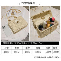 Bolso tejido de paja portátil informal a la moda, bolso Premium, estuche de cosméticos francés para mujer, bolso cruzado, bolso de hombro pequeño - details 6
