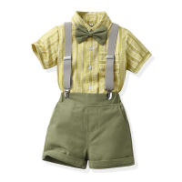 Conjunto de verano para niños, camisa elegante para bebé, monos de estilo coreano para niños, conjunto de traje de caballero de boda con lazo - details 8