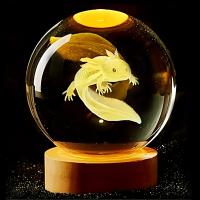 1pc lámpara de bola de cristal grabada con láser Axolotl 3D, luz nocturna multicolorida, regalo creativo de cumpleaños para novia, compañera de clase, esposa, niños, decoración del hogar para sala de estar y dormitorio - details 0