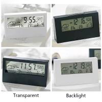 Reloj Despertador Eléctrico de Escritorio LCD Moderno Blanco, Calendario, Temperatura Digital, Operado por Batería - details 6