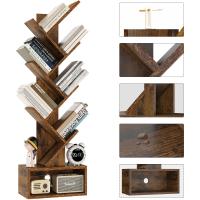 Estantería de árbol, Librería Alta de 6 Niveles Estantería Estrecha de madera con cajones para Sala de Estar, Dormitorio 38×19×112CM Marrón Rústico - details 6