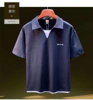 Novedad de verano de 2021: polo falso de dos piezas, camisa fina holgada de manga corta con cuello en V para hombre y cuello plegable - details 3