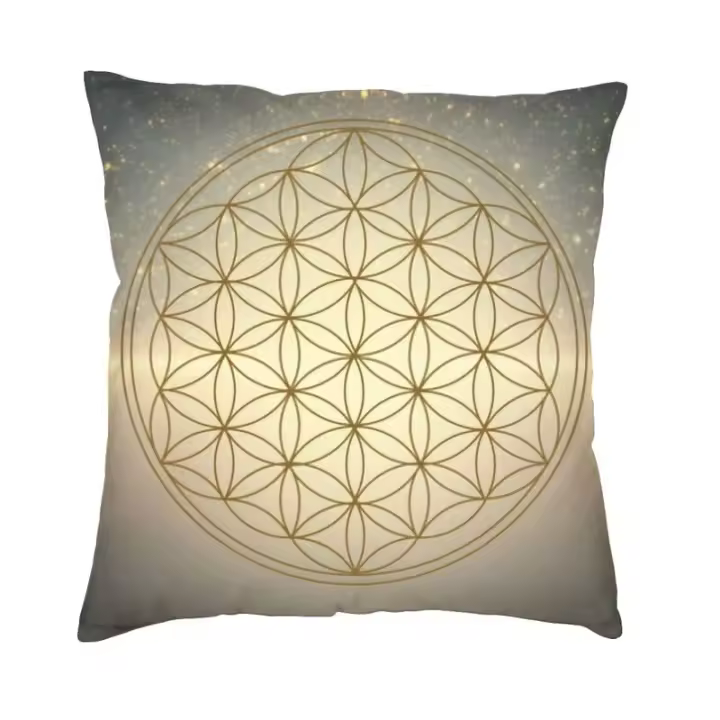 Funda de almohada para dormitorio, sala de estar, sofá, cojín de Mandala geométrico, geometría sagrada, flor de la vida - 1