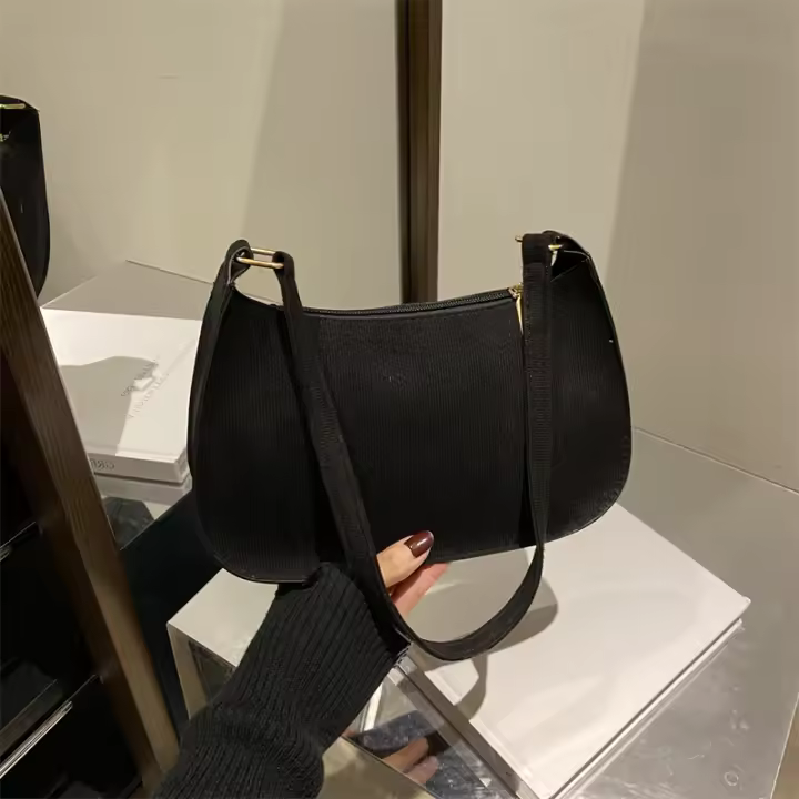 Bolso Hobo pequeño con textura roja para mujer, bandolera de un solo hombro, a la moda - 1