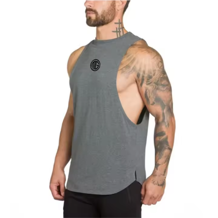 Camiseta sin mangas para hombre, ropa de gimnasio, culturismo, entrenamiento, chaleco de algodón, informal, transparente - 1