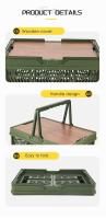 Cubierta plegable para mesa de árbol, cesta de camping de plástico plegable portátil con mango de tapa de madera, utilizada para almacenamiento de actividades al aire libre - details 5
