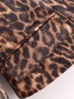 Blazer corto con estampado de leopardo para mujer, chaqueta de traje alta con cuello de solapa de manga larga, trajes de otoño e invierno para mujer - details 7