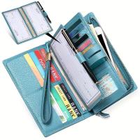 Cartera larga para mujer, grande, bloqueo antirrobo, tarjeta triple con monedero y soporte para libreta de cheques - details 2