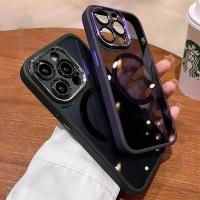 Funda protectora de parachoques de lente de Metal magnético de lujo para iPhone 16 15 14 13 12 11 Pro Max 16 Plus cubierta transparente dura de carga inalámbrica - details 4