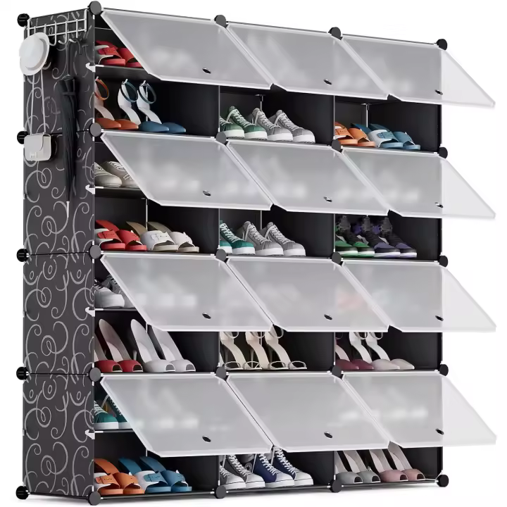 Zapatero Modular de 24 Compartimentos Armario de Paneles de Plástico para Dormitorio Sala de Estar - 1