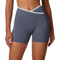 Pantalones cortos de Yoga cruzados de cintura alta, ajustados y Nude, pantalones deportivos de levantamiento de cadera de melocotón, pantalones de Fitness al aire libre para mujer - details 1
