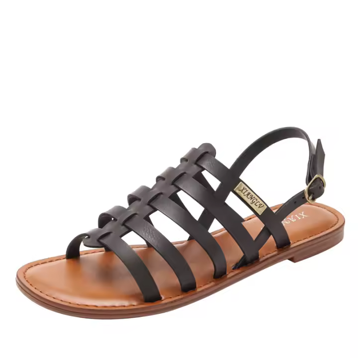 Zapatos planos de playa sencillos y elegantes, nuevas sandalias cruzadas casuales de verano - 1