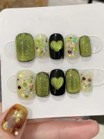 10pcs Uñas Postizas Verdes Y Multicoloras Hechas a Mano Para Mujeres Y Niñas Regalo Ideal Uñas Press on Estilo Y2K Resina - details 5