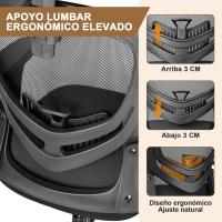 Silla de Oficina Ergonómica con Soporte Lumbar, Función Basculante, Reposacabezas Ajustable, Reposabrazos y Altura Ajustables, Asiento de Malla Transpirable, Silla Giratoria para Ordenador - details 4