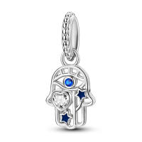 Encanto de Palma de Corazón Inmaculado de Plata Esterlina 925 Cuentas de Zirconio Adecuadas para Hacer Joyería - details 0