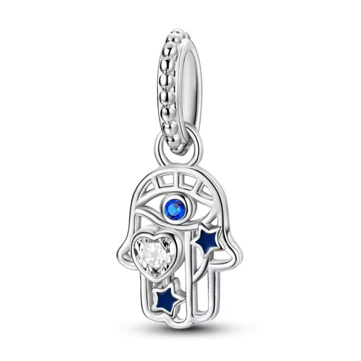 Encanto de Palma de Corazón Inmaculado de Plata Esterlina 925 Cuentas de Zirconio Adecuadas para Hacer Joyería - 1
