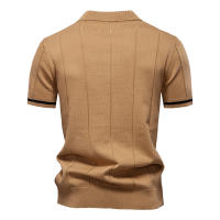 Camisa Polo Deportiva Para Hombre AIOPESON Color Sólido Con Cierre De Cremallera Ajustada Para Oficina Y Social Transpirable Polyester Viscosa - details 11