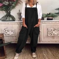 Monos de Algodón y Lino para Mujer Pantalones Anchos Ajustables con Borlas - details 5