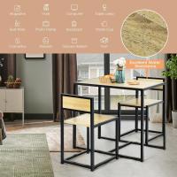 3 Piezas, 1 Mesa de Comedor con 2 Sillas, Conjunto de Comedor Pequeño para 2 Personas, Diseño Ahorro Espacio, Juego de Bistró para Bar, Balcón (Natural) - details 6