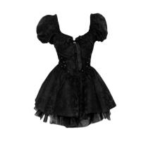 Vestido de Súper Hada fugitiva de alta gama, regalo de cumpleaños negro francés, mujer ceñida a la cintura - details 5