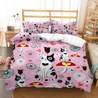 Juego de Ropa de Cama con Estampado de Gato Encantador Funda de Almohada y Juego de Cama de Lujo Queen Estilo Personalizado para Niños - details 8