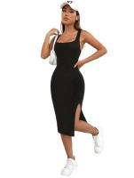Productos transfronterizos para primavera y verano, vestido de tela con rayas abiertas, falda cosida a la cadera con tirantes lisos de - details 12