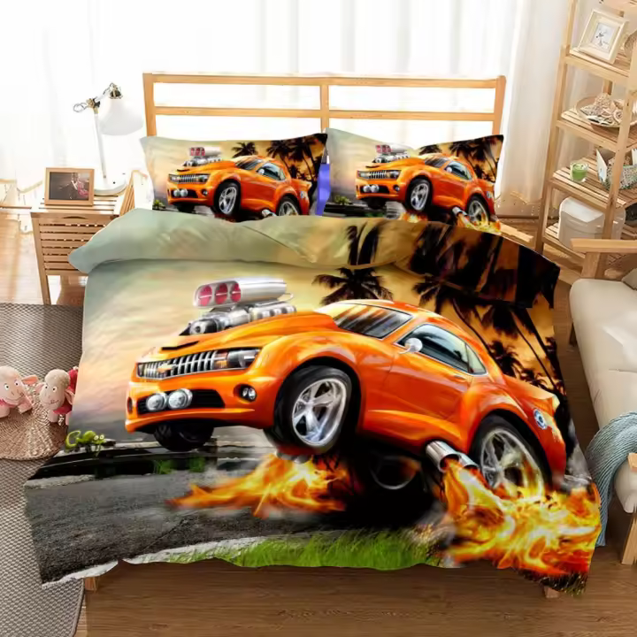 Conjunto de Ropa de Cama de Rayos Funda de Edredón de Dibujos Animados de Coches - 1