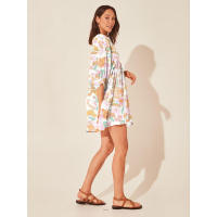 Vestido corto de vacaciones de playa de rayón informal suelto con lazo floral para mujer de moda de verano - details 139