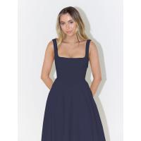 Primavera y verano nuevo vestido halter sin mangas con cuello cuadrado de color sólido - details 39