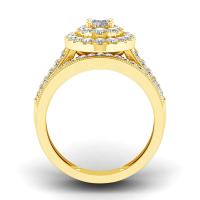 Anillos de Compromiso Moissanite 2PCS para Mujeres en Oro Amarillo Joyería Nupcial con Certificado Regalos de Lujo para Parejas en Venta Stone Principal Gemstones - details 2