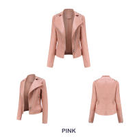Chaqueta de motociclista de cuero PU para mujer, abrigo ajustado con remaches Punk - details 10
