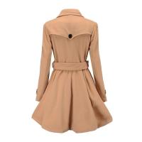 Abrigo de lana con hebilla de cinturón para mujer, abrigo ajustado con borde de volantes, talla europea, otoño e invierno, nuevo - details 13
