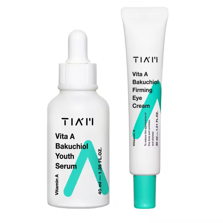 TIAM Firm Duo: suero juvenil y crema reafirmante para ojos Vita A Bakuchiol, conjunto de cuidado de la piel coreano reafirmante y nutritivo - 1