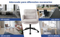 Silla Escritorio, Silla Oficina de Cachemira, Cómoda Silla Tocador con Altura Ajustable, Sillas Ordenador para Hogar y Dormitorio, Crema, Gris Oscuro - details 1